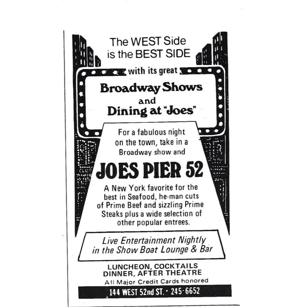Vintage Broadway Shows Dining At Joes Pier 52 1970s  Print Ad